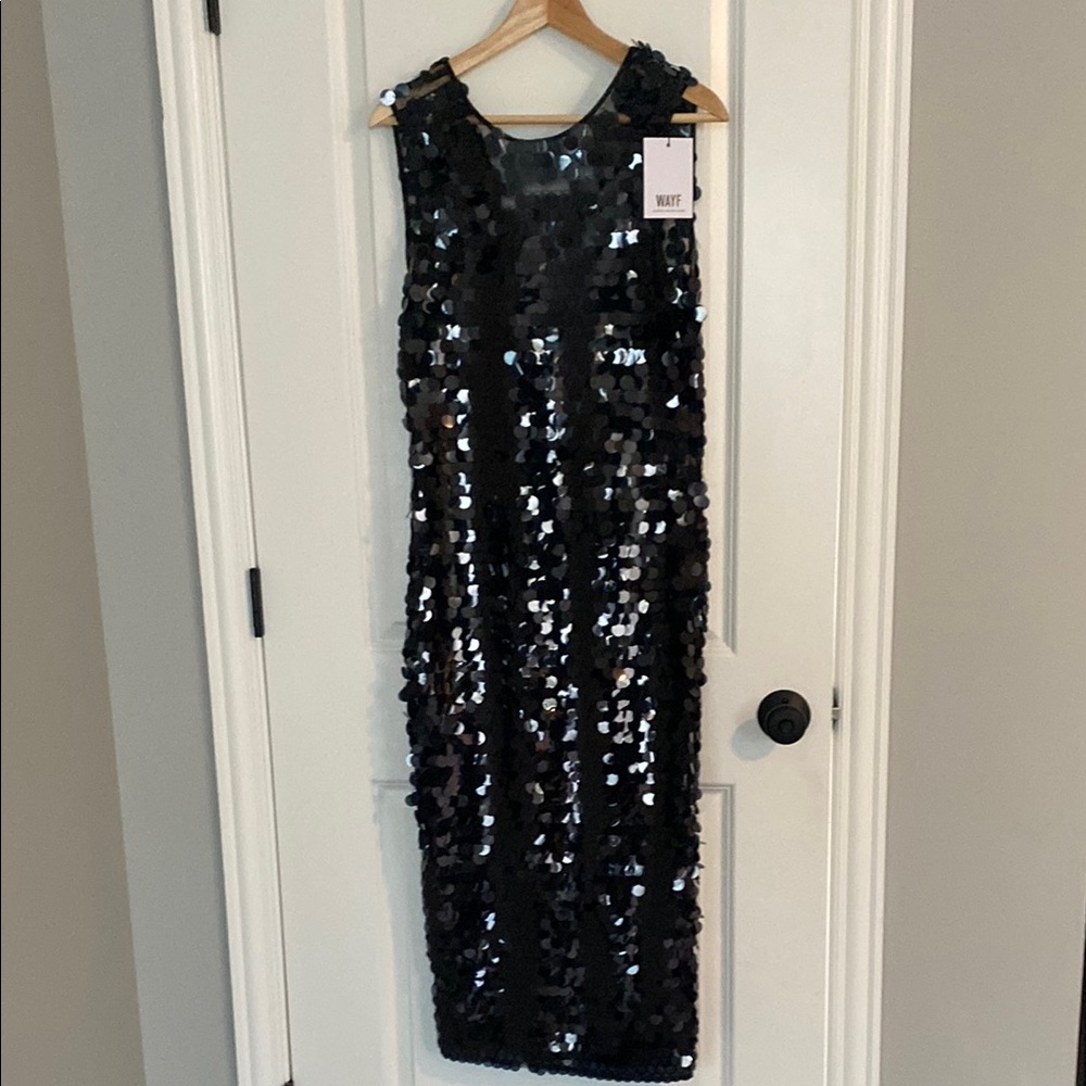 WAYF new Black Sequin Sleeveless Dress